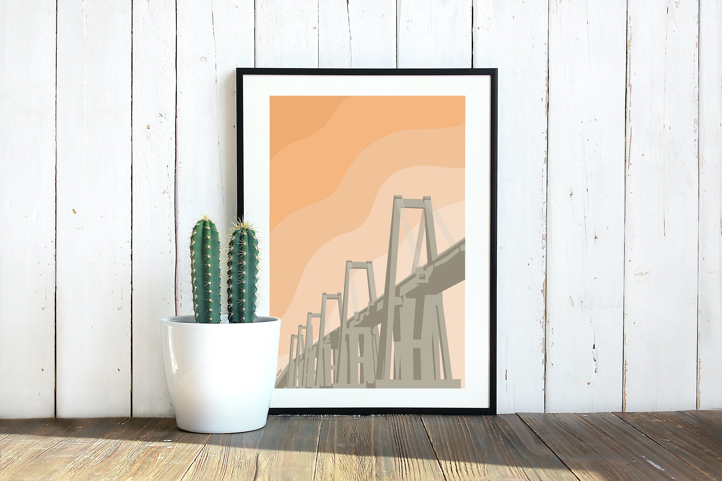Maracaibo Poster, Puente sobre el Lago Illustration, Venezuelan Wall Art, Rafael Urdaneta