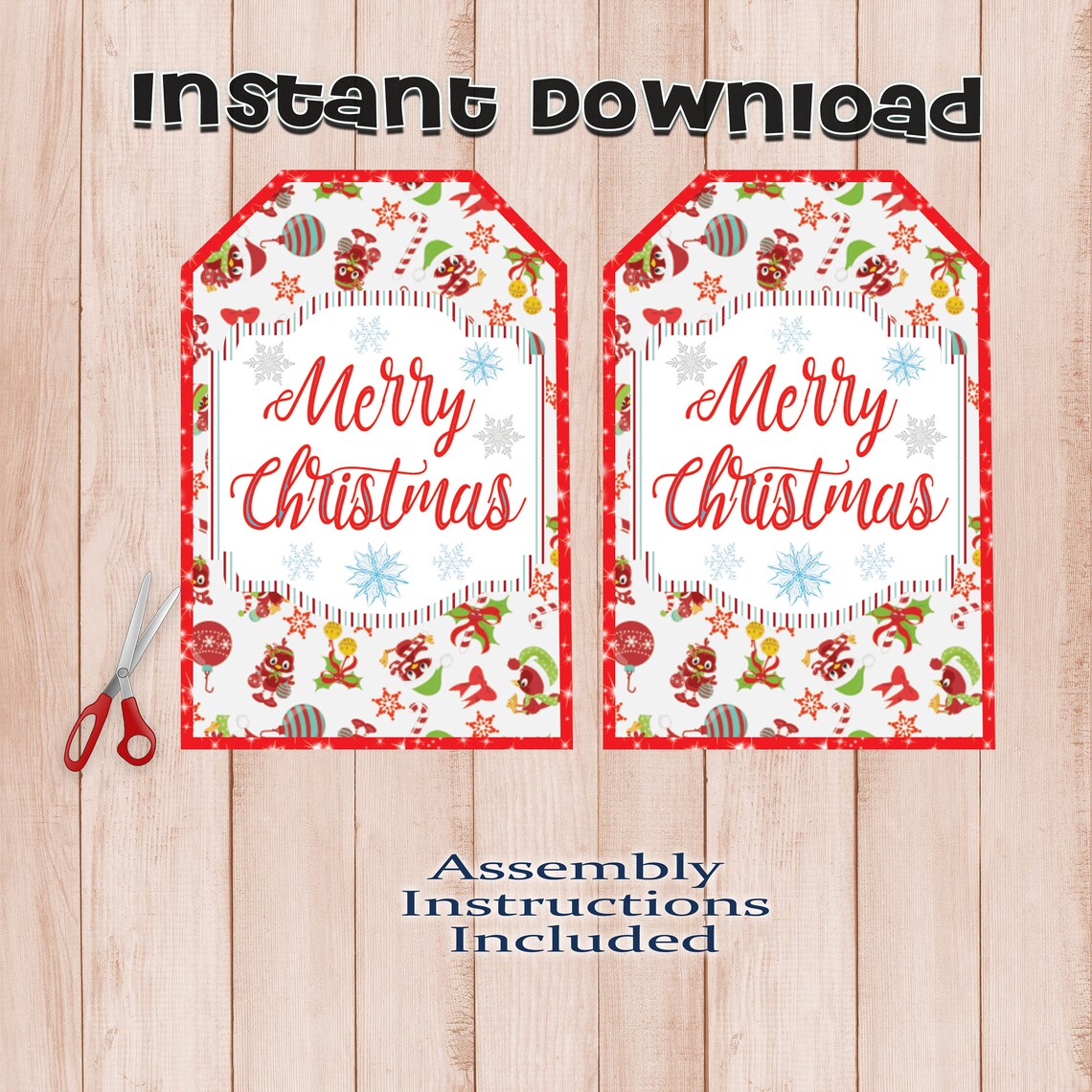 Christmas Thank You Tags Printable Thank You Tag Merry | Etsy
