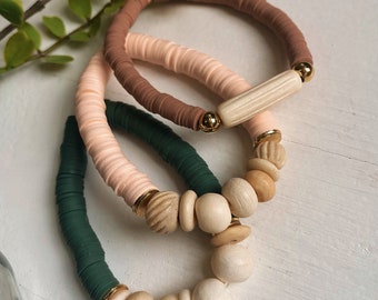 The Paxton carved bone bracelets | heishi bracelets | bracelet stacks | bone bracelets | neutral bracelets