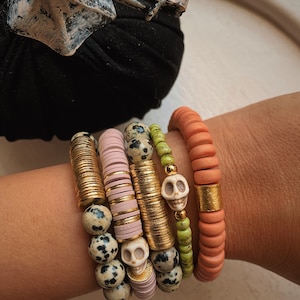 The Moonlight stack | Halloween bracelets | stackable bracelets | gemstone bracelets | skull bracelets | fall bracelets | bracelet stack