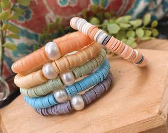 Bracciale Con Iniziale Personalizzato Per Donna - Perline In Argilla E Ciondolo Lettera Oro, Gioielli Impilabili Trendy Boho, Regalo Con Confezione