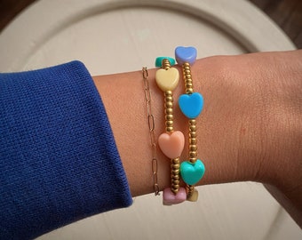 Love in color | heart bracelets | bracelet stack | colorful bracelets