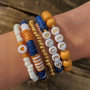 Team Spirit STACK sports bracelets school bracelets stackable bracelets personalized bracelet team bracelets heishi bracelet image 1