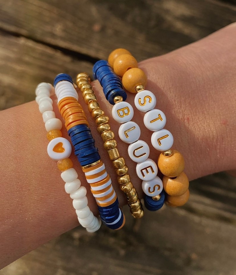 Team Spirit STACK sports bracelets school bracelets stackable bracelets personalized bracelet team bracelets heishi bracelet image 1