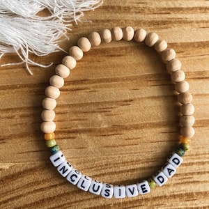 Teddy & Friends Wooden Beaded Bracelet: Inclusive Dad Awareness
