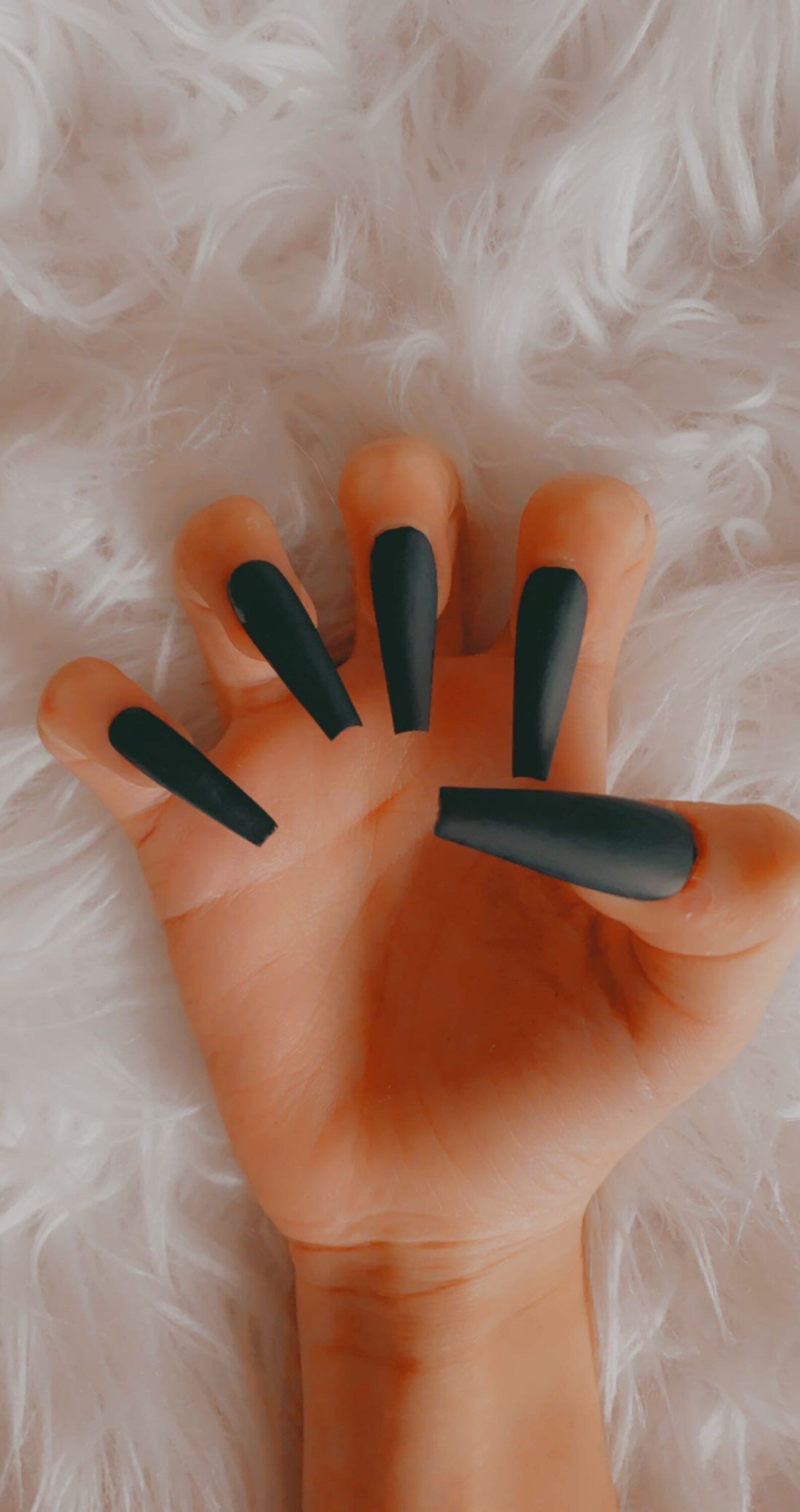 Plain Black Mat Nails - Etsy