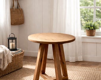 Scandinavian Furniture Handmade 50cm Round Oak Side Table