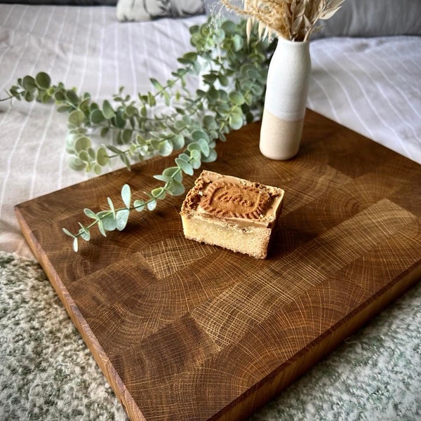 Oak End Grain Chopping Board - Cheese Board - Kitchen Side Cutting Board