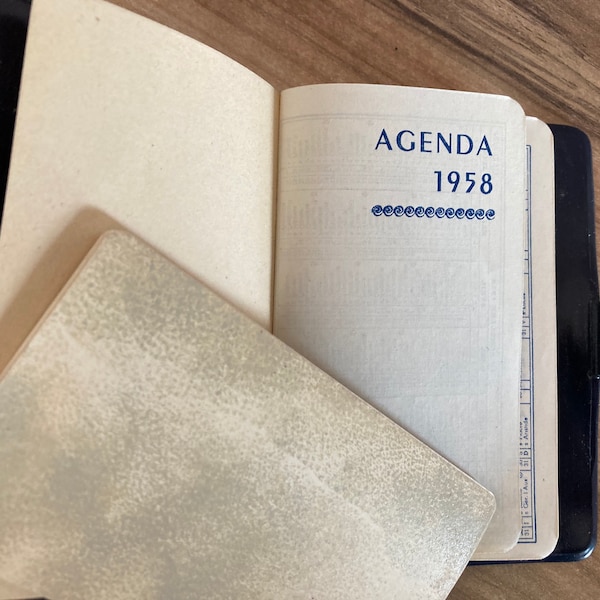 Agenda répertoire 1958, French vintage Diary repertory