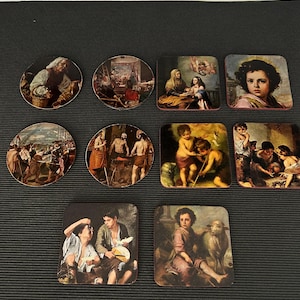 Set of art print coasters