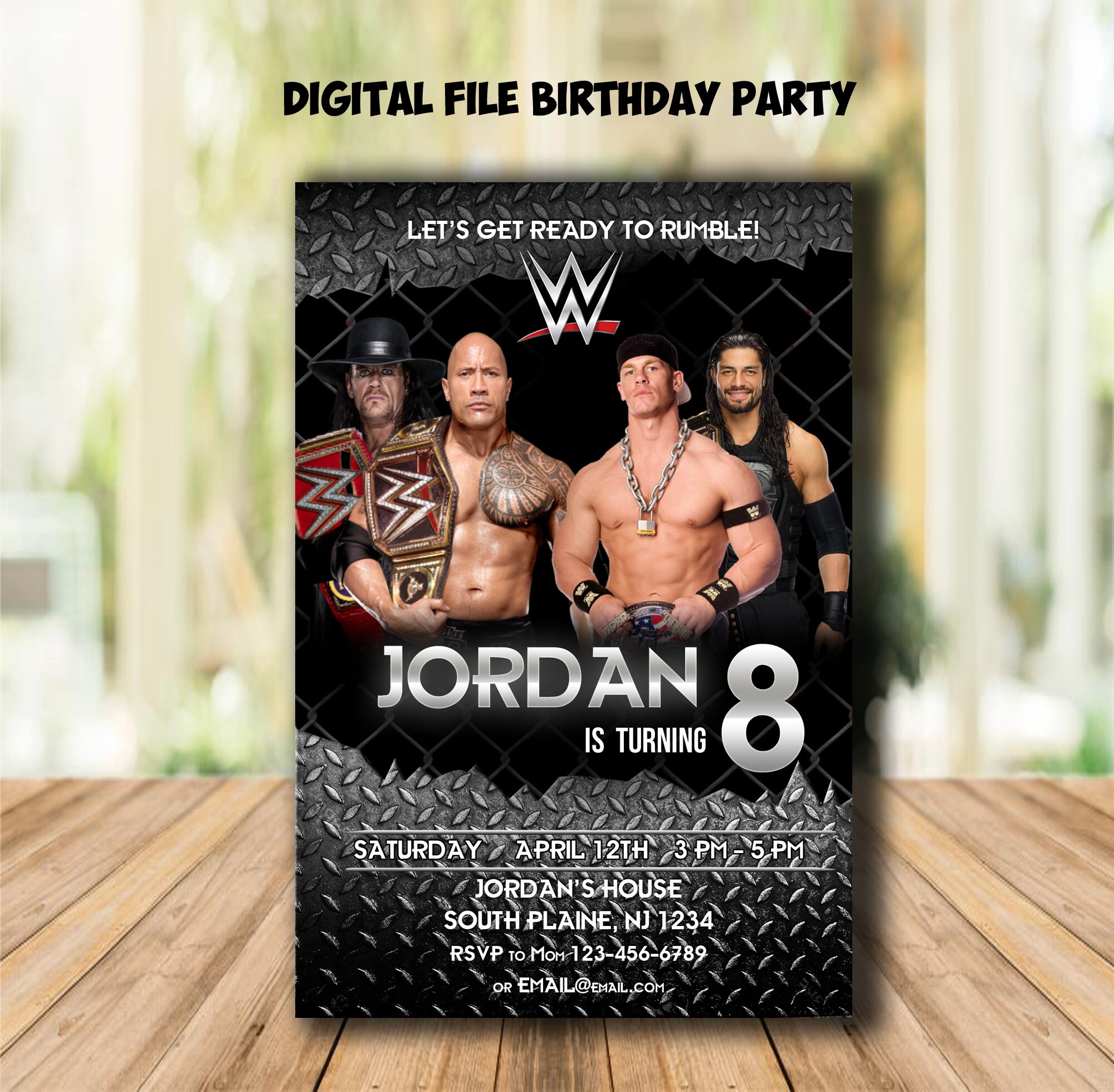 Wwe invitation wwe birthday wwe party wwe printable wwe | Etsy