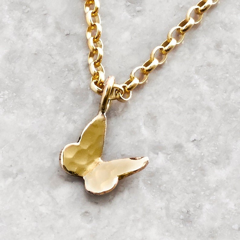 Handmade Solid Gold Tiny Butterfly Necklace Handmade Solid Gold Jewellery