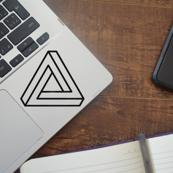 Penrose Triangle decal, Car Decal, Car Sticker, Window Decal, Window Sticker, Laptop Decal, Laptop Sticker, Phone Decal, Phone Sticker