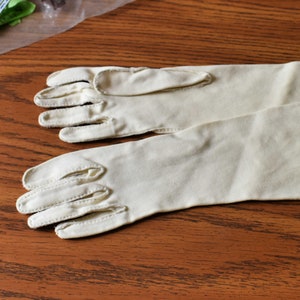 Vintage MCM Gloves Size 7 Women&#39;s Beautiful Long, Formal Dress Gloves Off White Cream Color Made in USA