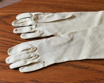 MCM Gloves Size 7 Women's Beautiful Long, Formal Dress Gloves, Off White / Cream Color Made in USA
