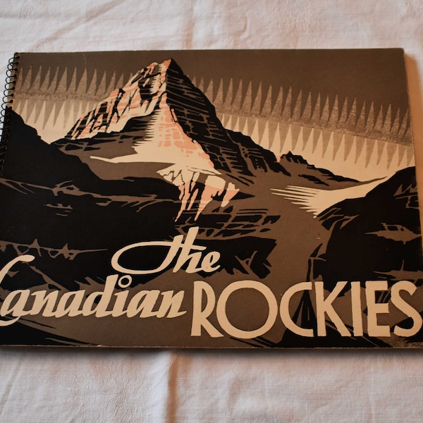 Vintage 1940s 1950s Beautiful Prints Book The CANADIAN ROCKIES Banff Colored Photos by Byron Harmon 18 Hand Colored Vandyck Photogravures