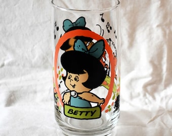 Vintage 1980s Pizza Hut Flintstones Kids Collectible Glasses Betty Rubble Hanna Barbera