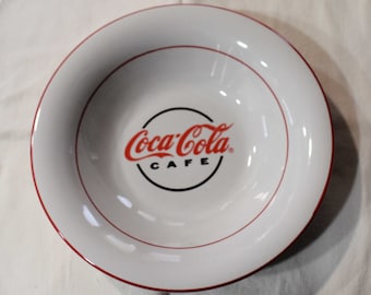 Set of 4 Vintage Coca Cola Cafe Collector Soup Bowls White Dinnerware with Coca Cola Logo Gibson