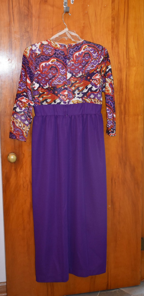 Size Medium Vintage 1960s 1970s Purple and Metall… - image 4