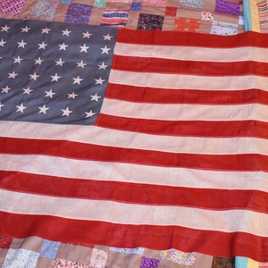 Vintage 48 Star American Flag Red White Blue United States Patriotic