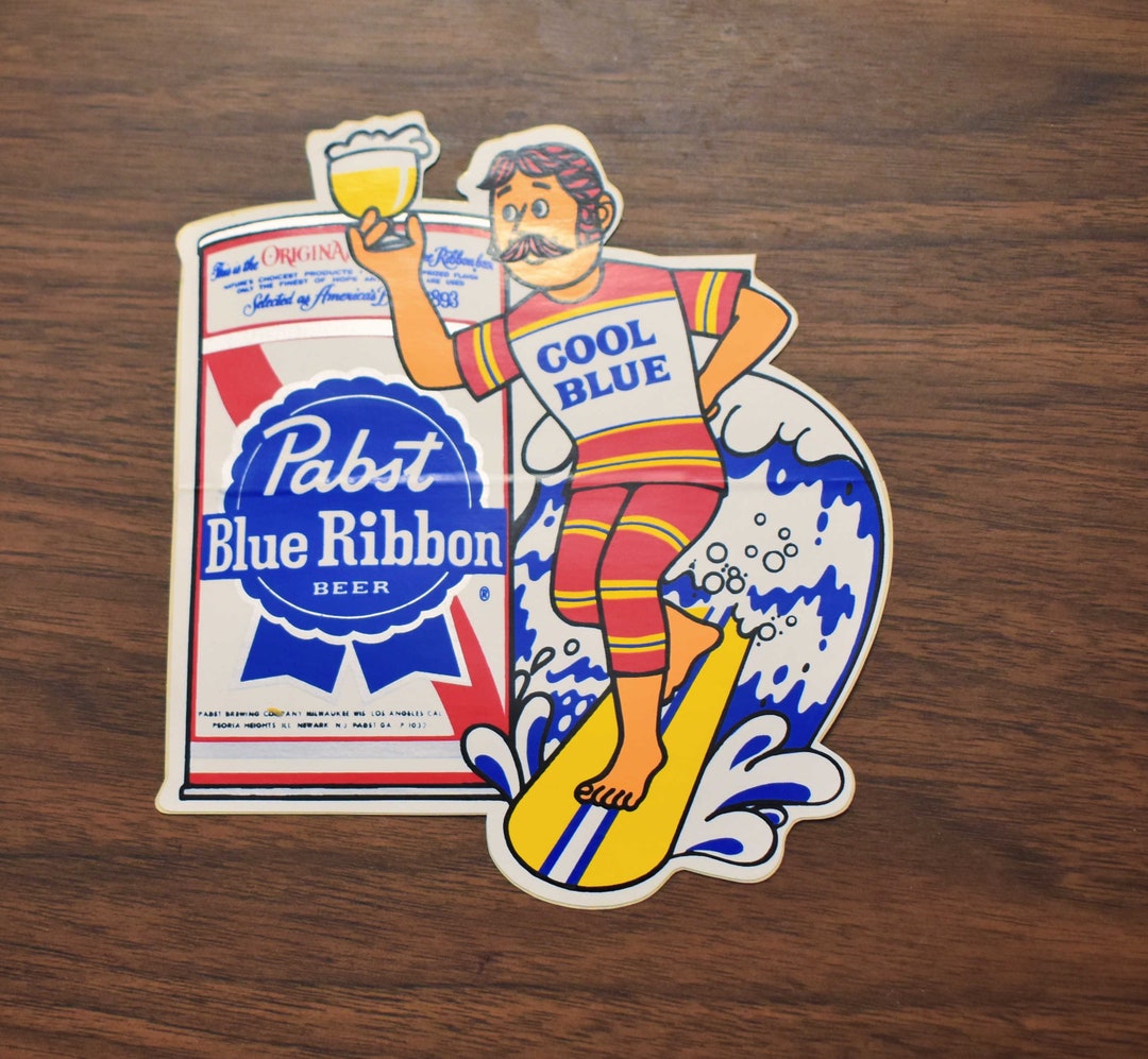 Vintage 1970s PBR Cool Surfer Dude Sticker Famous Pabst Guy Etsy