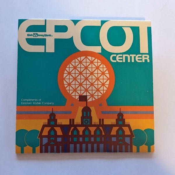 Vintage 1983, Walt Disney World Epcot Center, Eastman Kodak Souvenir Information Wheeled Map, Future World, World Showcase