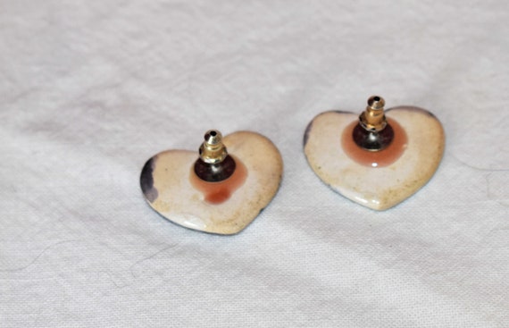 Cute Set Matching Ceramic Clay Blue Heart Earring… - image 3