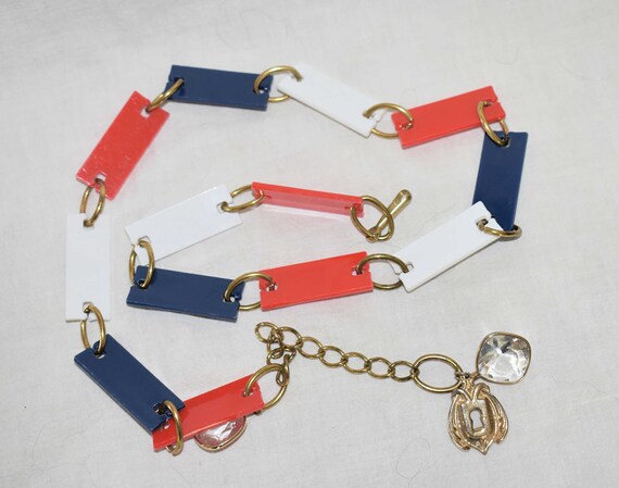 Vintage 1970s Patriotic Artistic Red White and Bl… - image 1