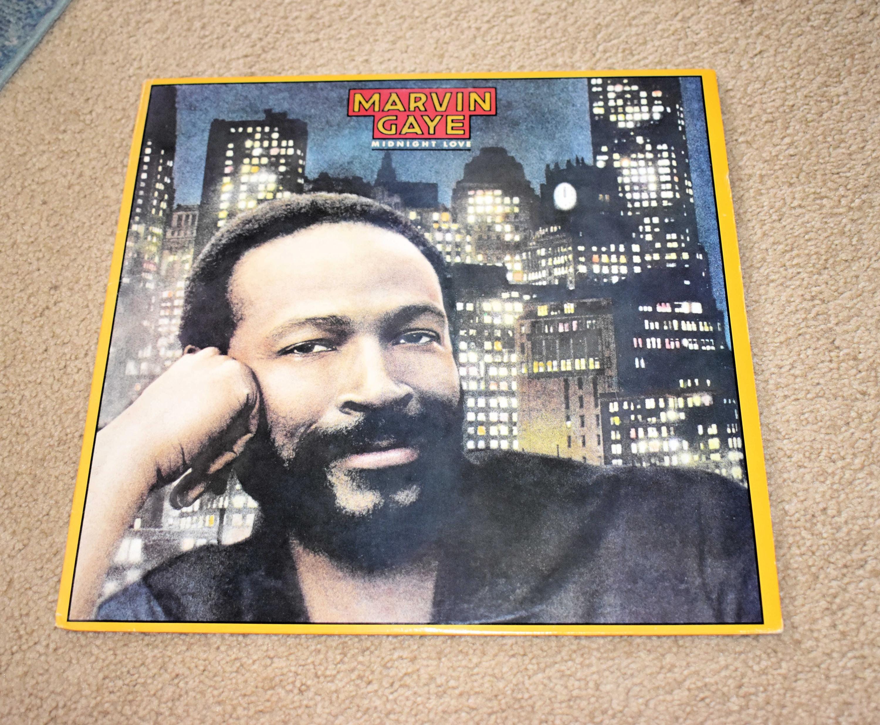 Vintage 1980s Vinyl Record Album Marvin Gaye entitled Midnight Love Columbia Records Classic R&B Soul