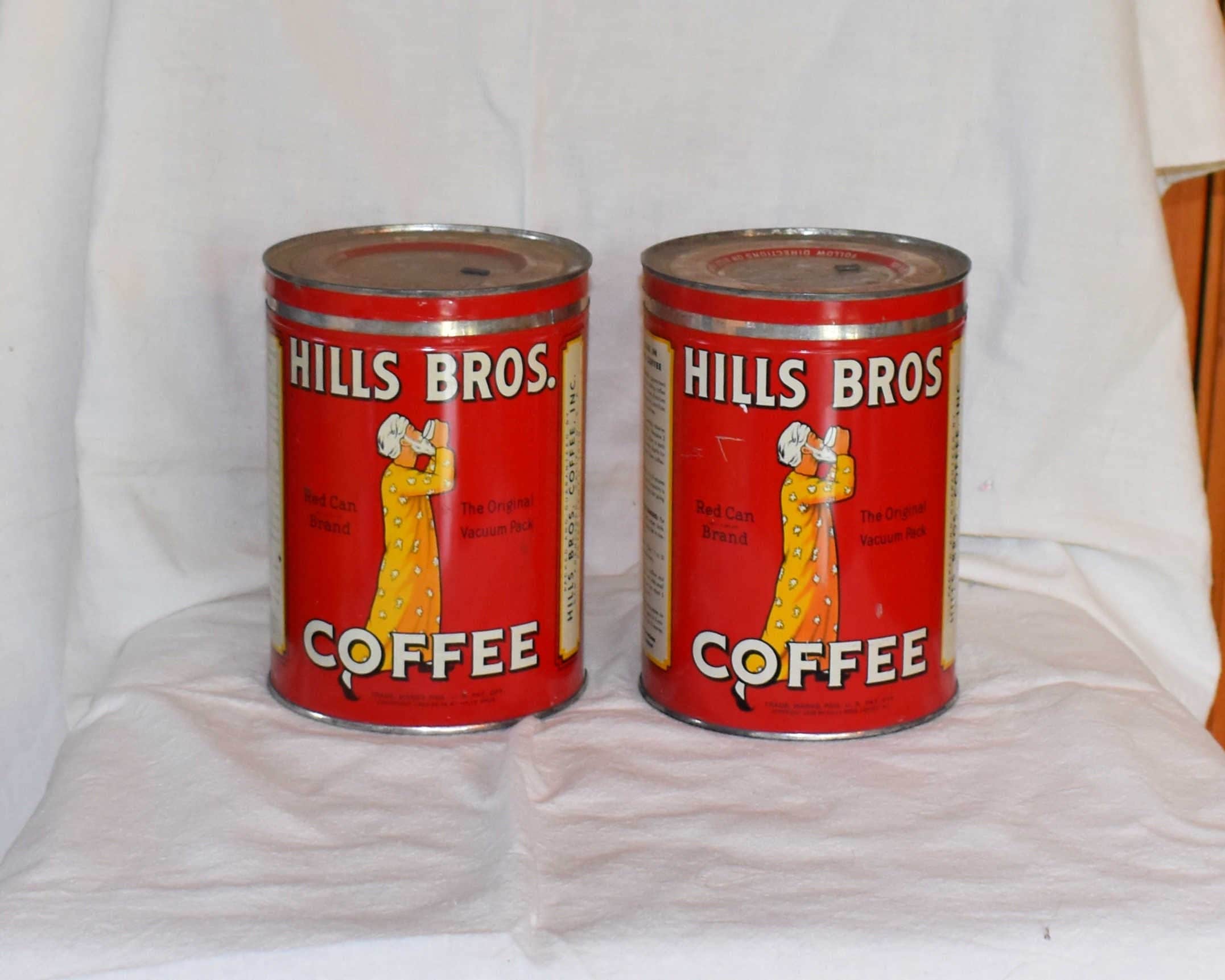 1930年代のレッドヒルズブラザーズ社製蓋付きコーヒー缶、2ポンド缶 