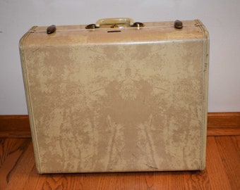 Vintage Suitcase 1950s 1960s Samsonite Marble Cream Suitcase Model 4551 Storage Box Prop