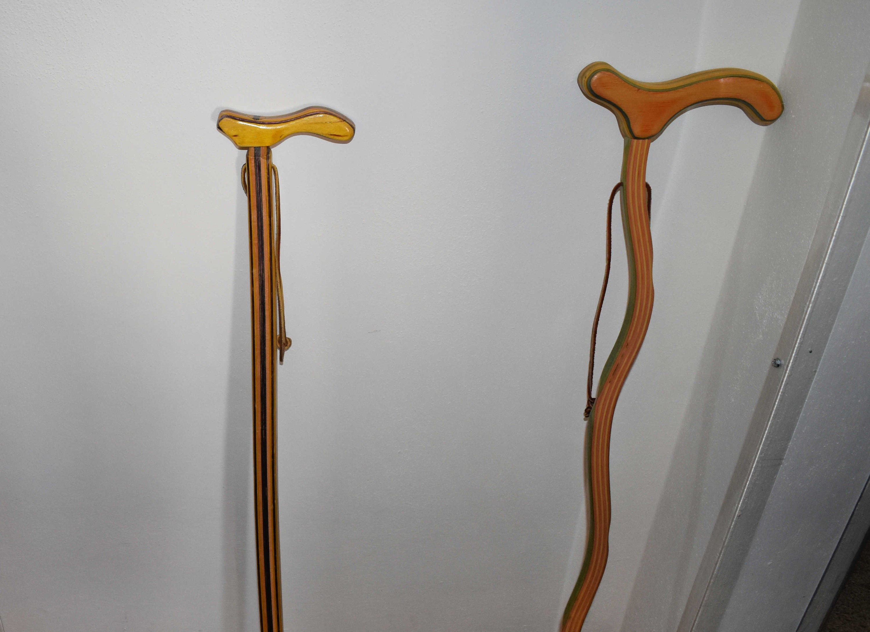 Vintage Canes Colorful Striped Inlaid Wood Canes Funky Dyed Etsy