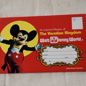 Vintage 1980er Jahre Disney World Accordian Falten Sie aus 12 Bilderbuch Souvenir Postkarte Seite Doppelseitige Bilder