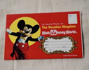 Vintage 1980s Disney World Accordian Fold Out 12 Picture Book Souvenir Postcard Side Double Sided Pictures