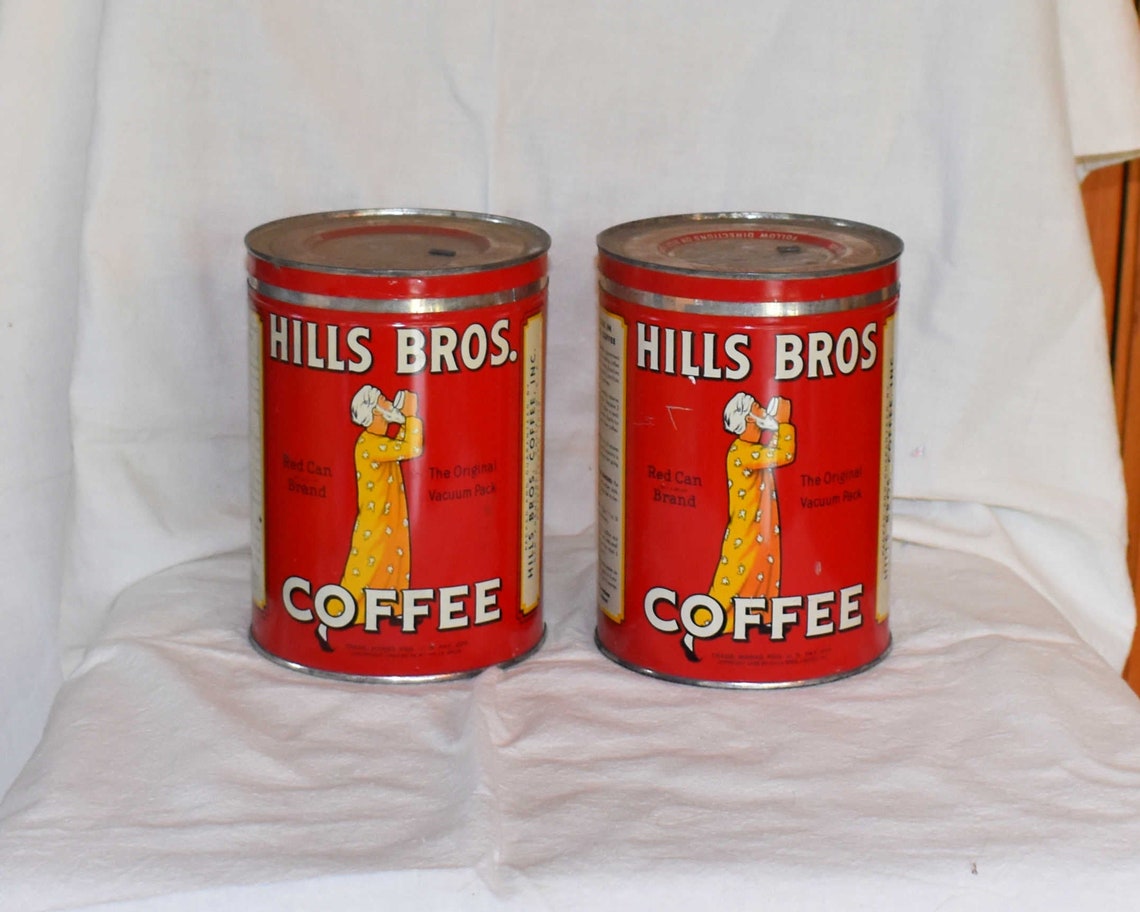 Vintage 1930s Hills Brothers Coffee Cans with Lid 2 lb Can Etsy