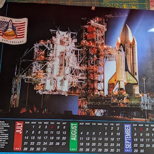Vintage 1991 NASA Thiokol Double Sided Poster Calendar 24&quot; x 16.5&quot;