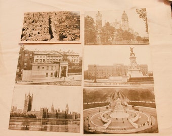 Set of 6, Vintage 1940s, London Souvenir PostCards, Unsent, Black and White Photo Cards, Post WWII, London Tourist Attractions