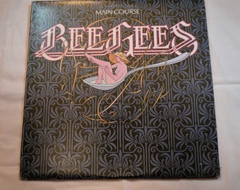 Álbum de vinilo de los años 70, Bee Gees, Main Course, música pop disco bailable.