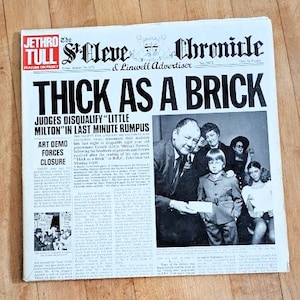 Vintage 1970s Vinyl Album Jethro Tull entitled Thick as a Brick Rock Classic Rock Genre