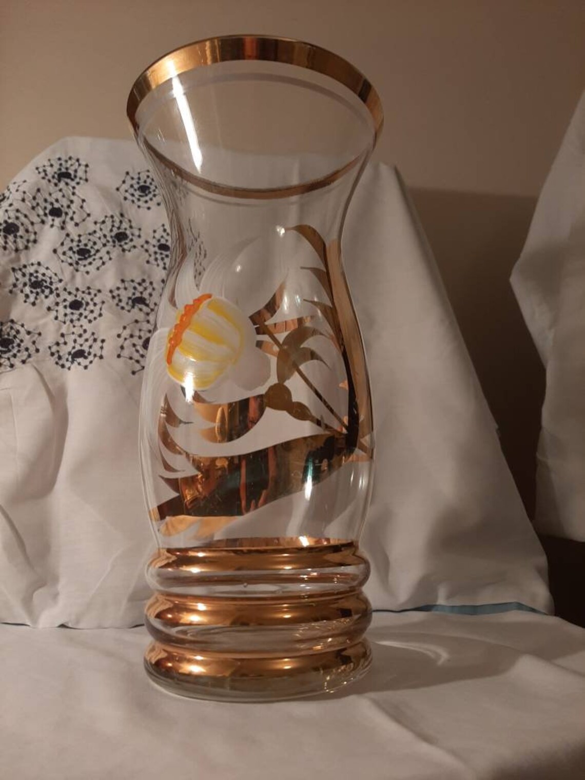 274. Vintage clear glass vase with gold gilting and Etsy