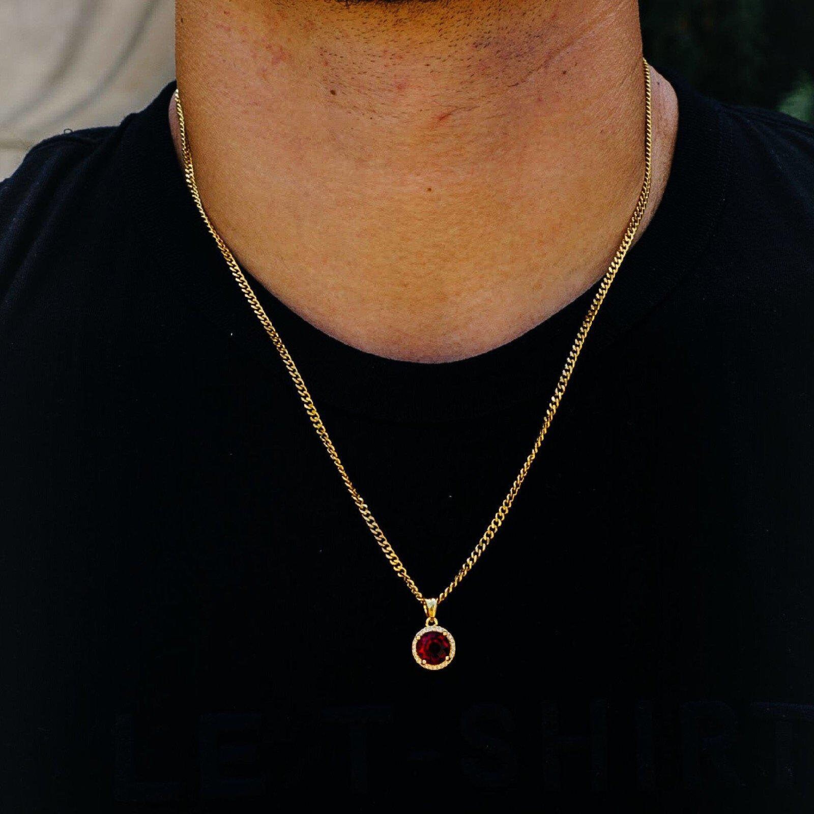 Red ruby necklace mens discount