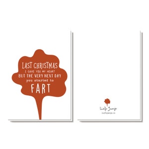 Kerstkaart Met kraft envelop sluitsticker Originele kerstkaarten Grappige kerstkaarten Kerstkaarten humor Wenskaart kerst Fart afbeelding 3