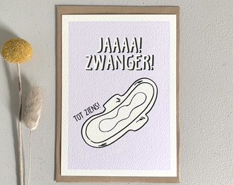 Wenskaart Zwanger | Hoera zwanger | Greeting Card | Felicitatie zwangerschap | Zwangerschap | Pregnant | Pregnancy Card | Baby