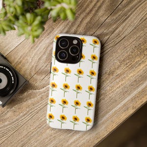 Sunflower Tough Cases for Phone, Floral Protective Cover, Hard Shell Phone Case, Cute Sunflower Accessories, Yellow Flower Phone Case