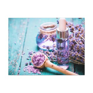 Lavender Essence Canvas Wall Art - Relaxation Decor, Aromatherapy Gift, Home Spa Art, Self-Care Decor, Botanical Print