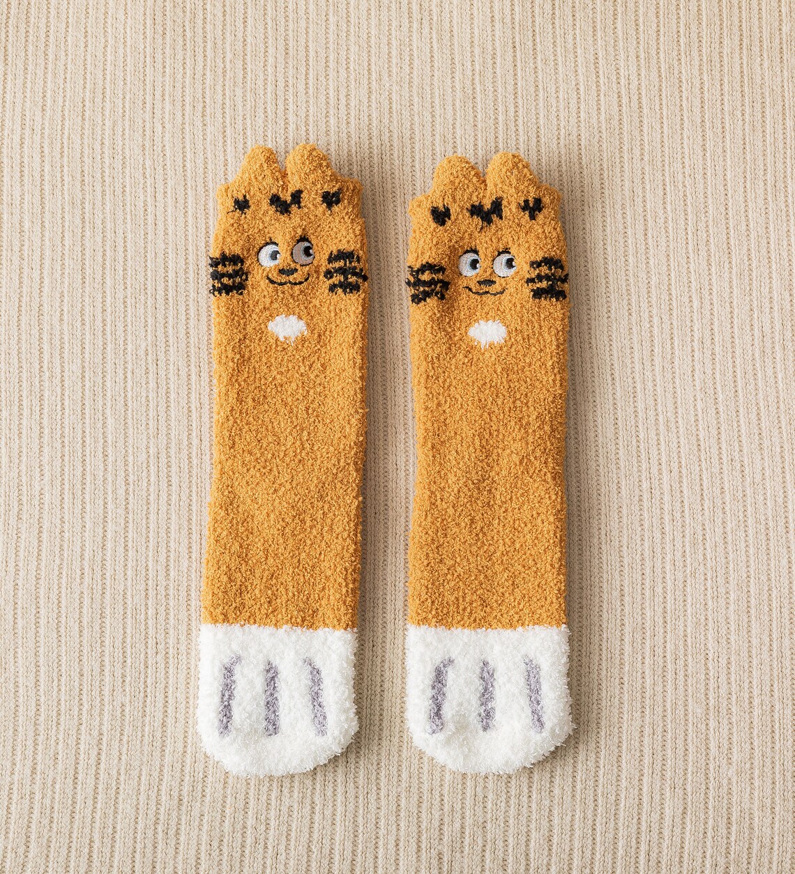 Cute Fuzzy Cat Paw Socks Kitty Fluffy Socks Winter Warm Soft Etsy UK