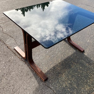 Vintage Ingmar Relling for Westnofa Bentwood and Glass Side End Table Mid Century Modern Danish Scandinavian Siesta Chair