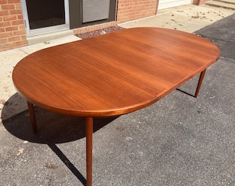 Vintage Danish Teak Dining Table XL Extending Modern Scandinavian by Vejle Stole Mobelfabrik