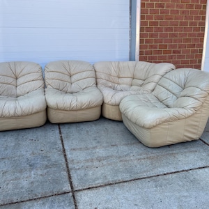 Vintage Postmodern Leather 4 piece Sectional Sofa by Velda READ Description