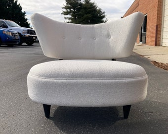 Vintage Gilbert Rohde Slipper Chair Settee Art Deco Style NEW Boucle Upholstery READ Description